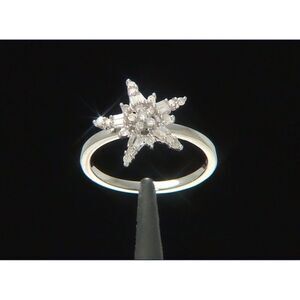 1/4 Ct. Round & Baguette Star Design Genuine Diamond Cluster Ring Sz 7